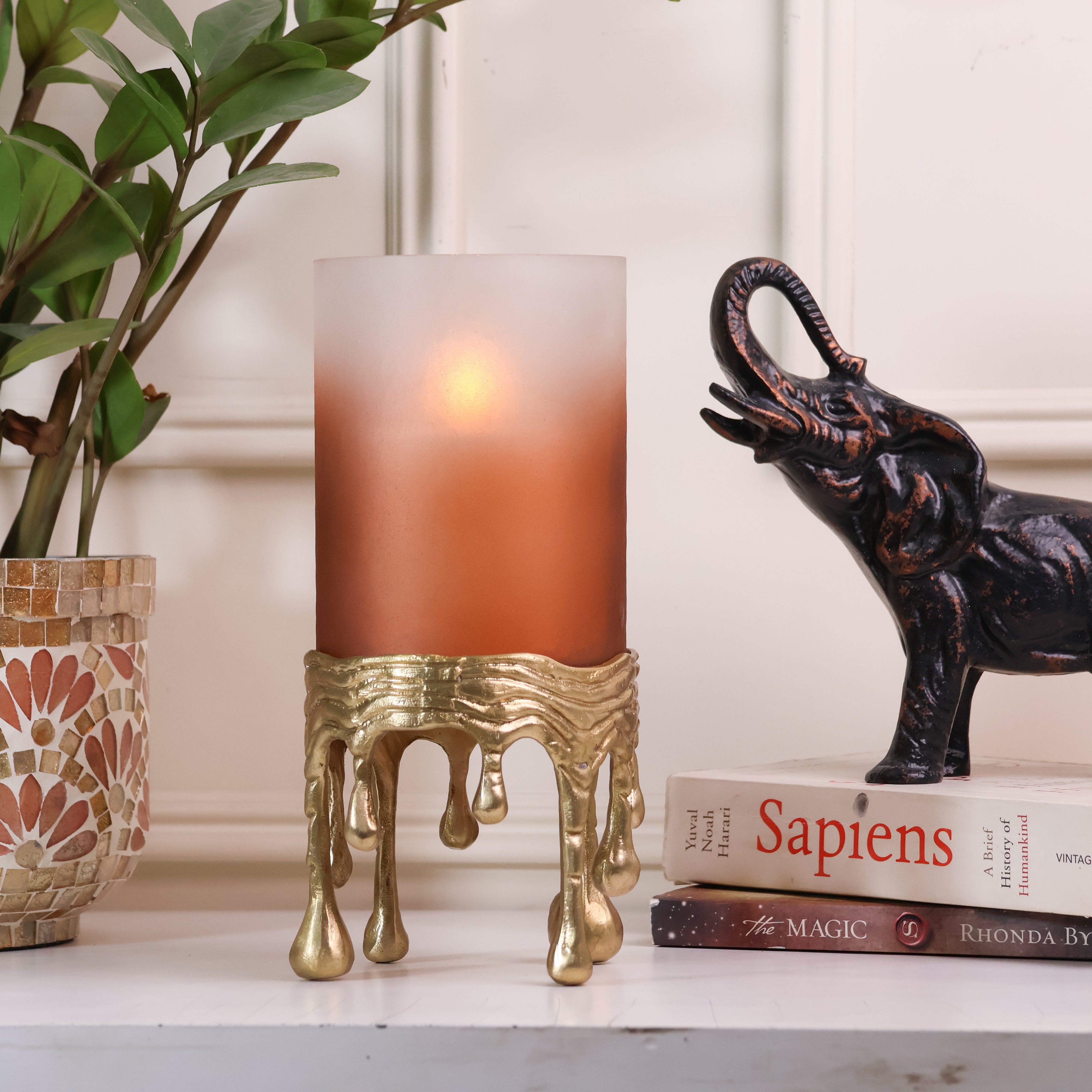 Radiant Ember Lamp Holder - BRASS & GLASS