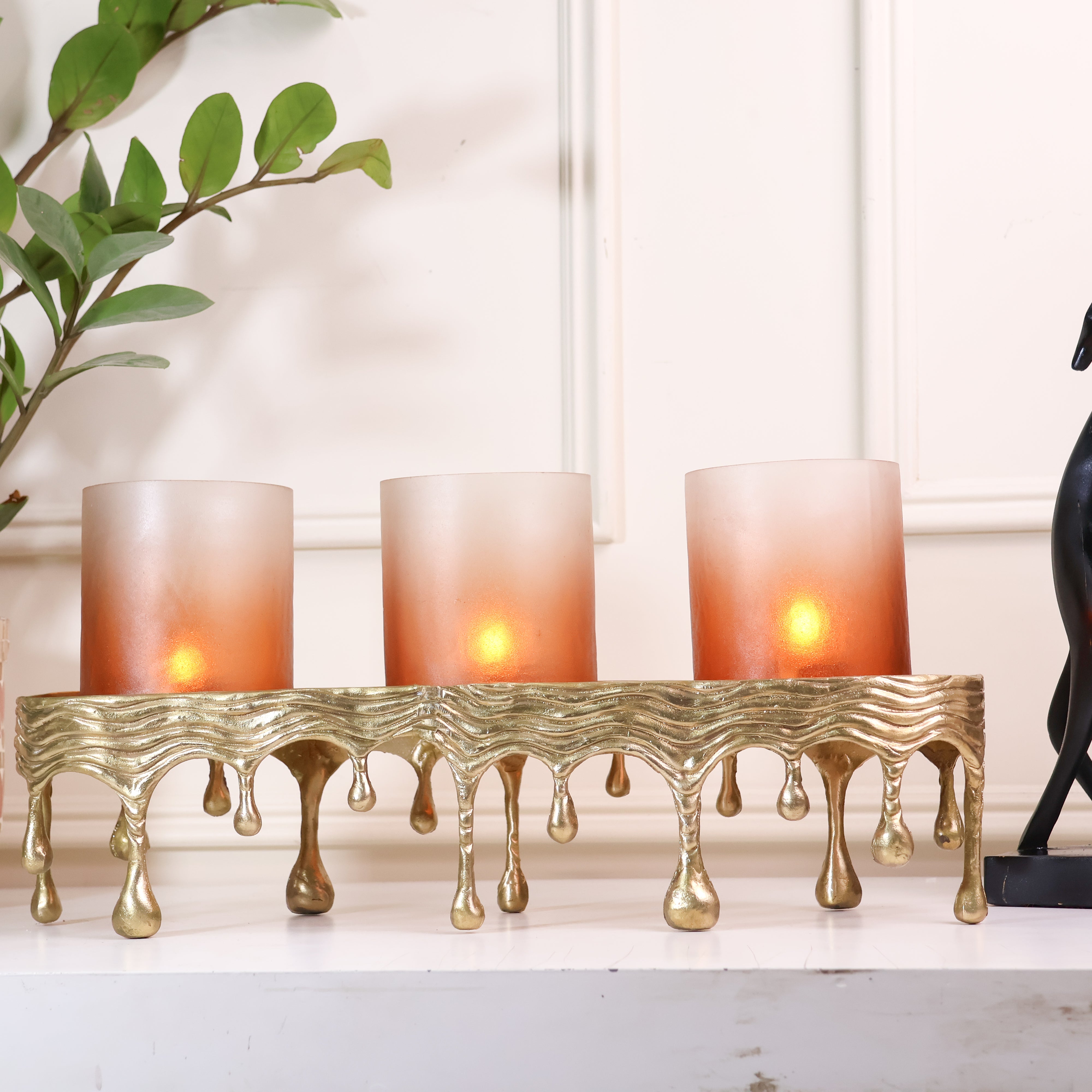 Radiant Ember Lamp Holder - TRIO(BRASS&GLASS)