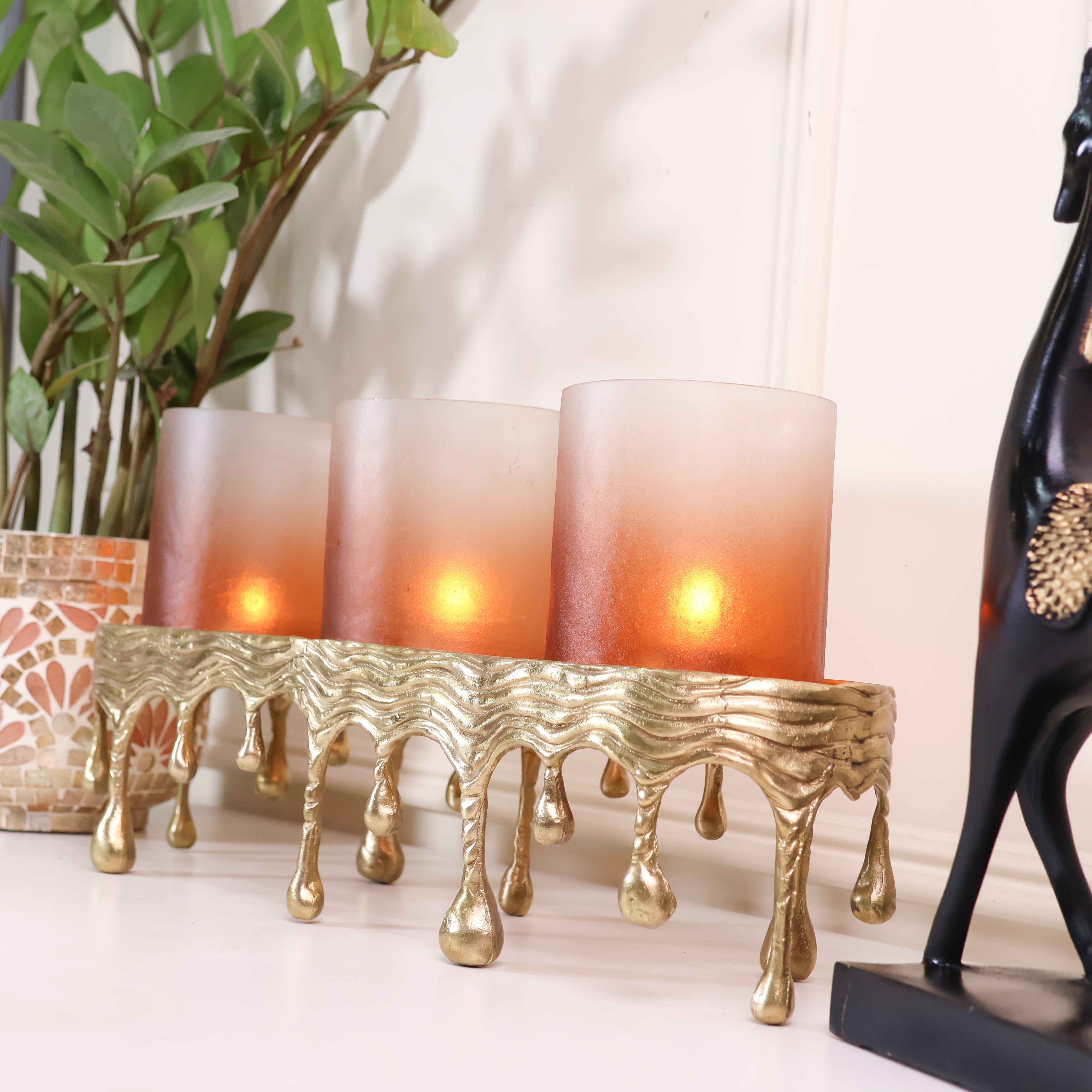 Radiant Ember Lamp Holder - TRIO(BRASS&GLASS)