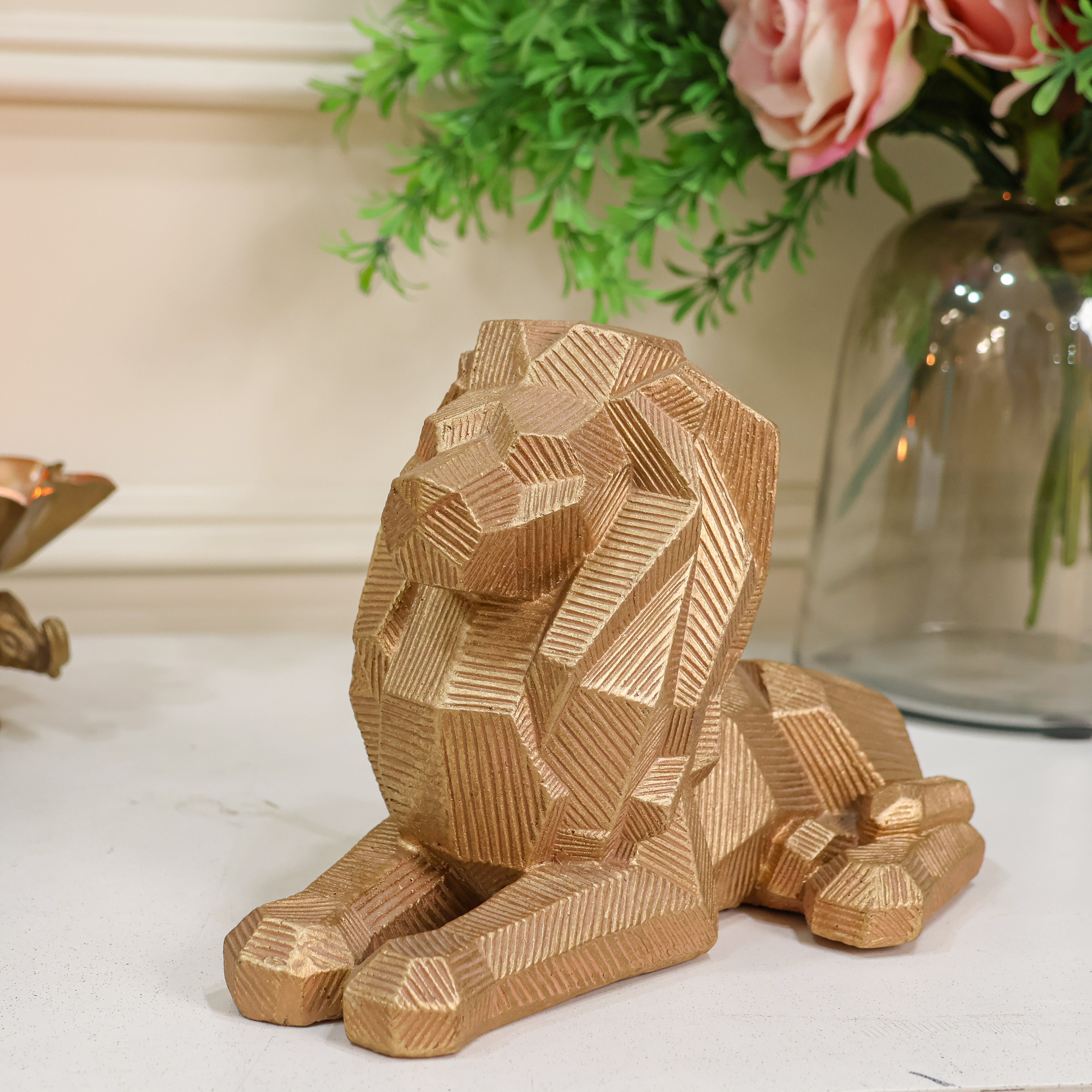 Regal Lion Decor Showpiece Gold