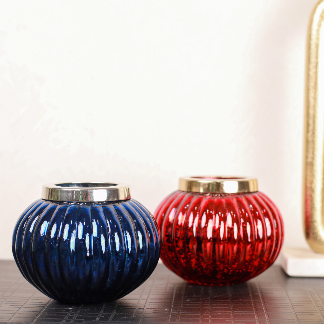 Royala Red Blue Votives: Set of 2 - Curiocart