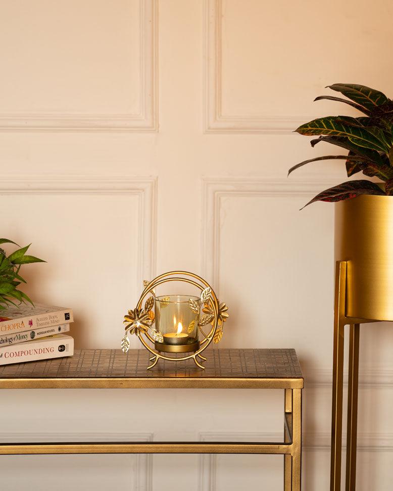 Floral Metal T-Light Holder