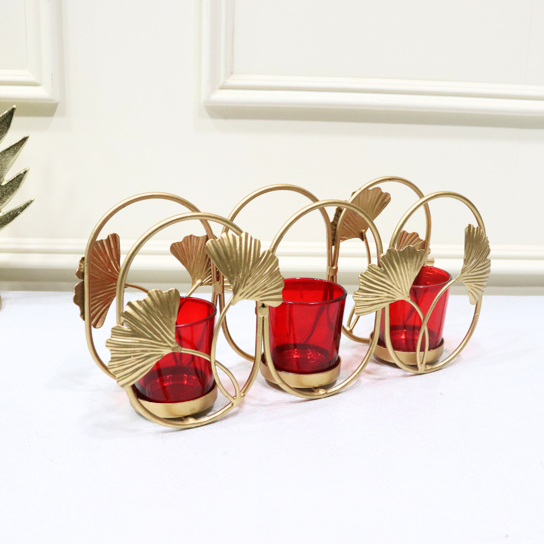 Ginkgo Leave Candle Holder: 3 Votives - Curiocart