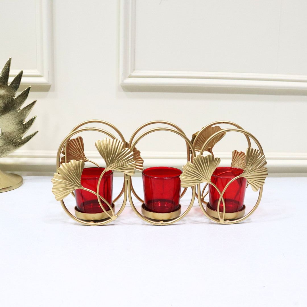 Ginkgo Leave Candle Holder: 3 Votives - Curiocart