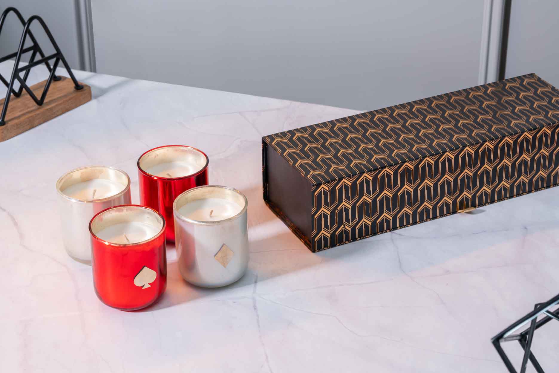 Poker Votives in Multi Colour With Scented Was (Pack Of 4)