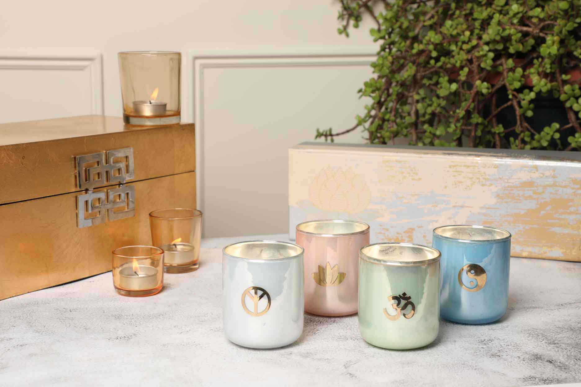 Serenity Votives in Multi Colour With Scented Wax (Pack Of 4)