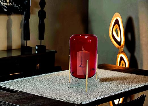 Hammered Glass Cylinder Vase with Stand - Curiocart