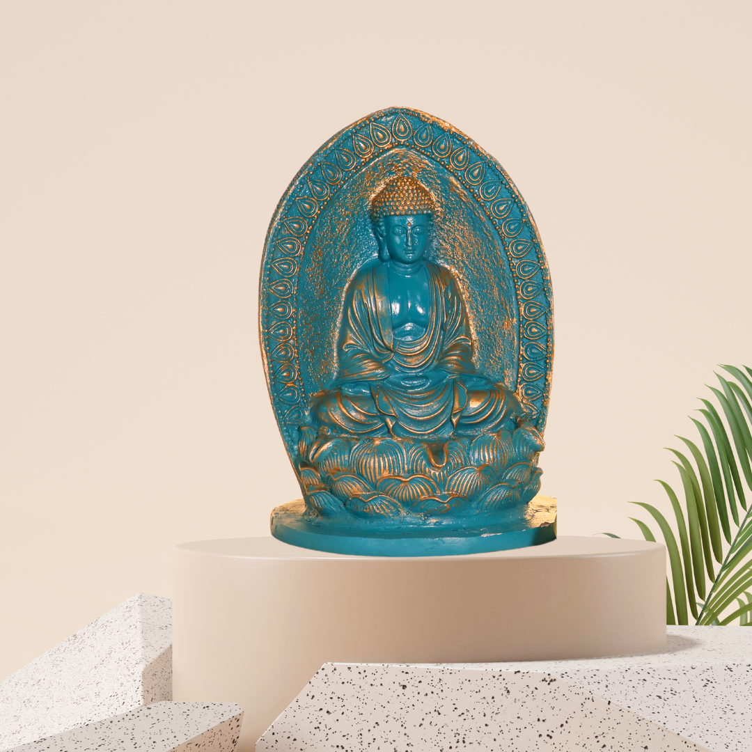 Patina Blue Buddha Statue