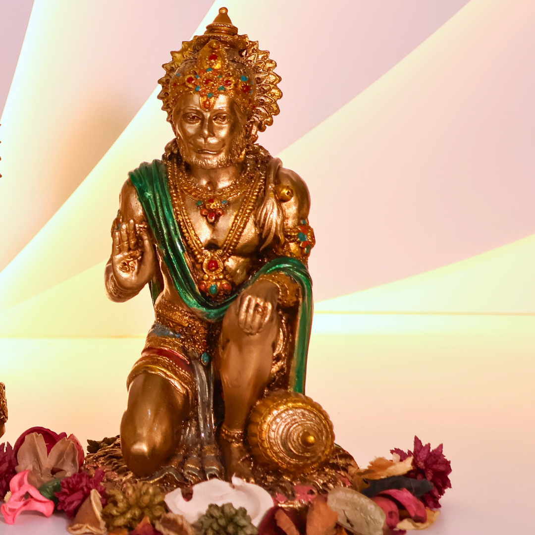 Reverent Hanuman Knee Pose Statue