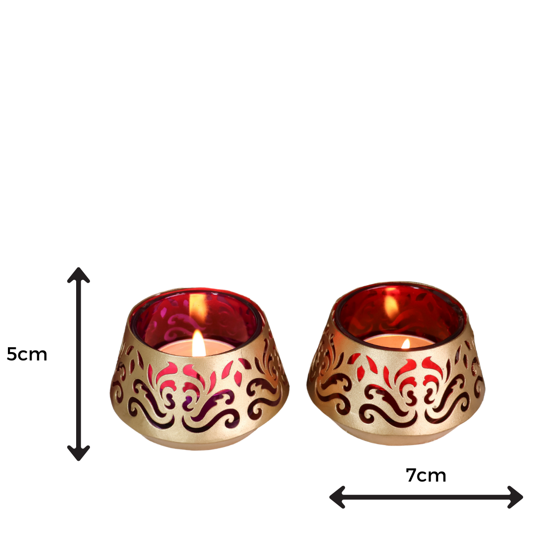 Metal Glass Diwali Votives - Set of 2