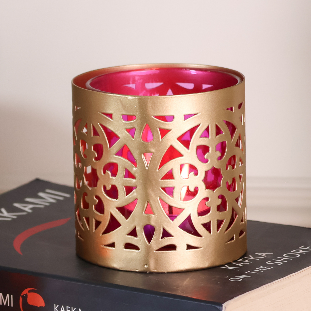 Metal Glass Diwali Votives  - Set of 2