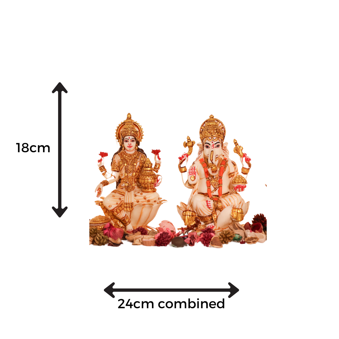 Ivory Grace Ganesha Lakshmi Statue Set