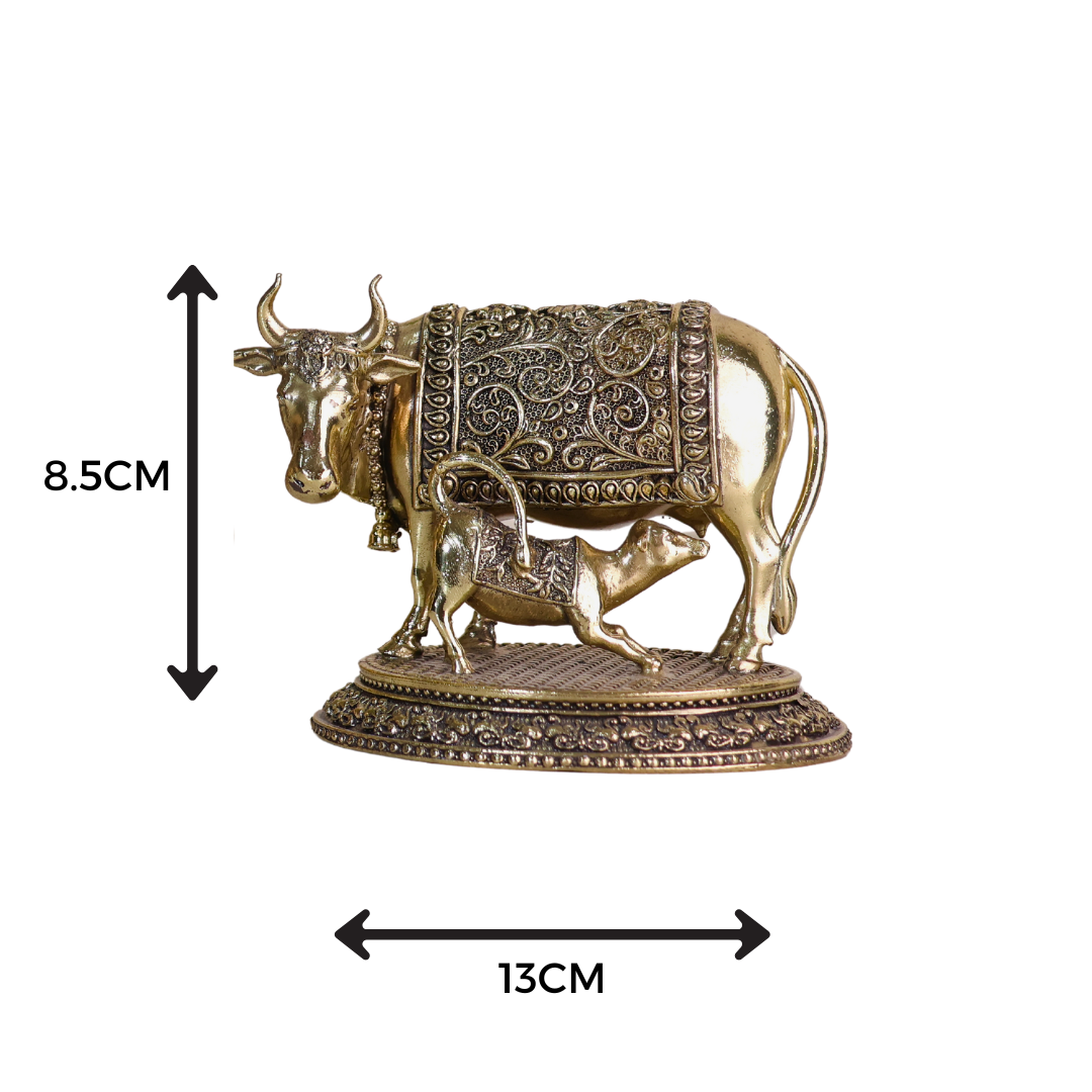 Kamdhenu Cow with Calf Figurine