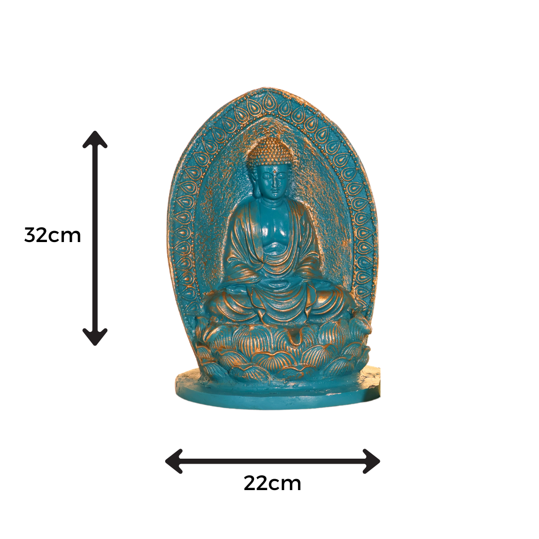 Patina Blue Buddha Statue