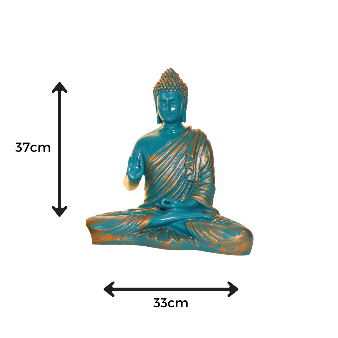 Patina Blue Buddha Statue