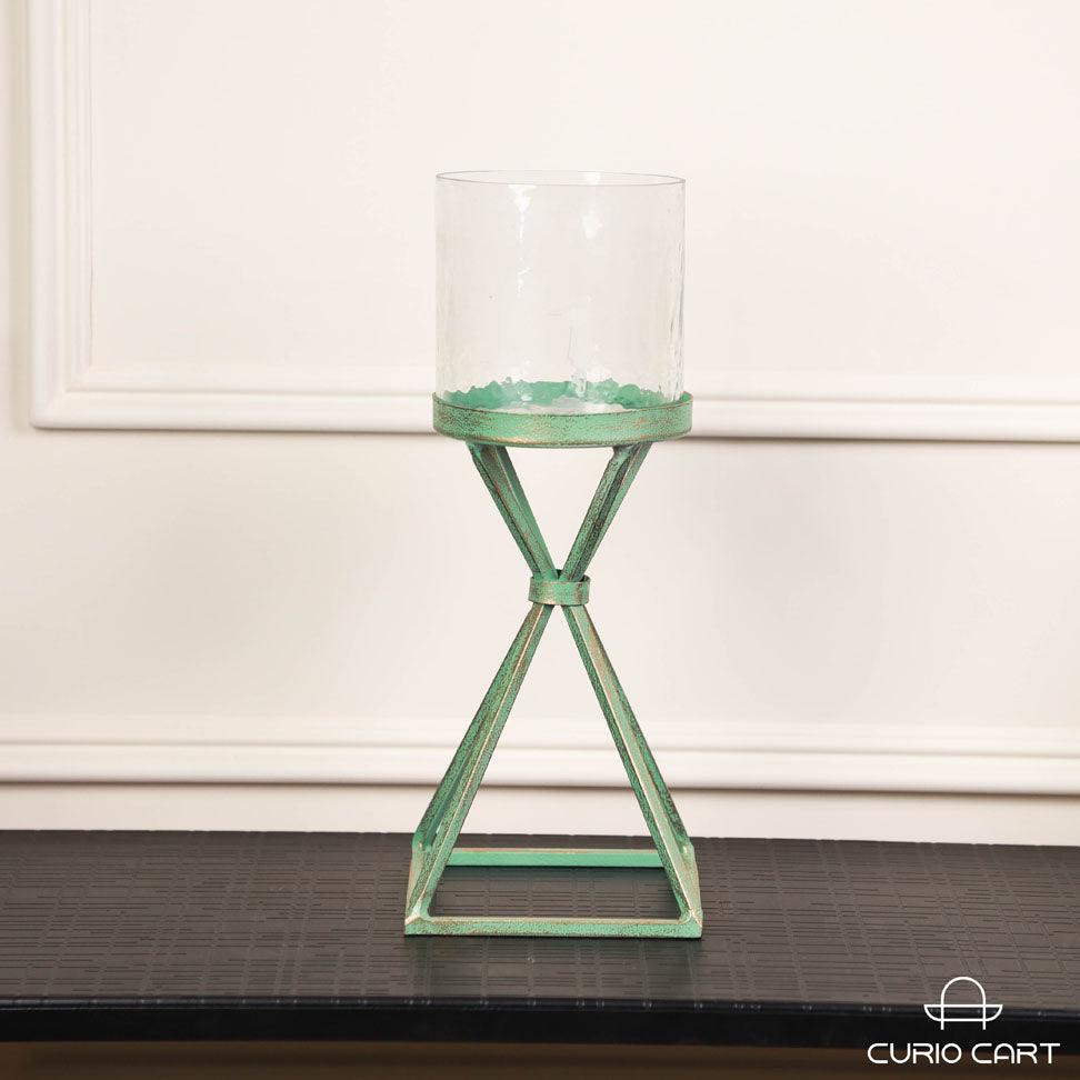 Turquoise Hurricane Candle Stand
