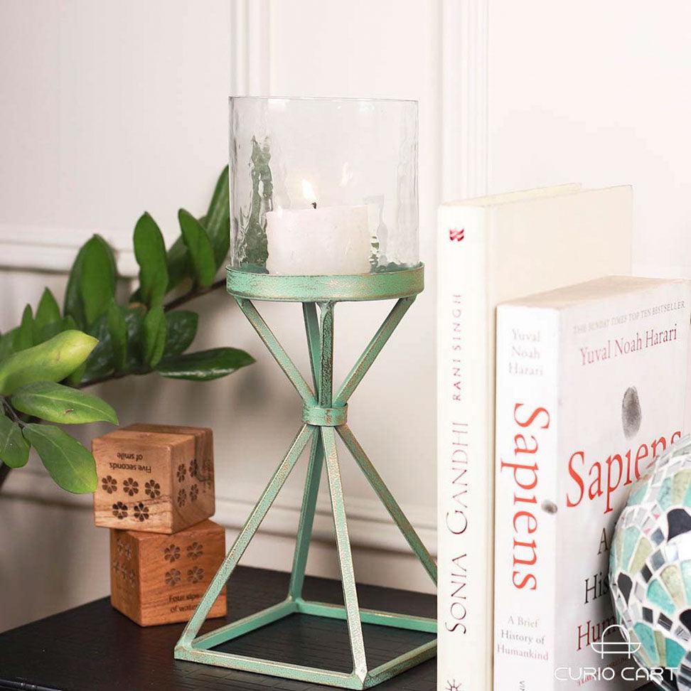 Turquoise Hurricane Candle Stand
