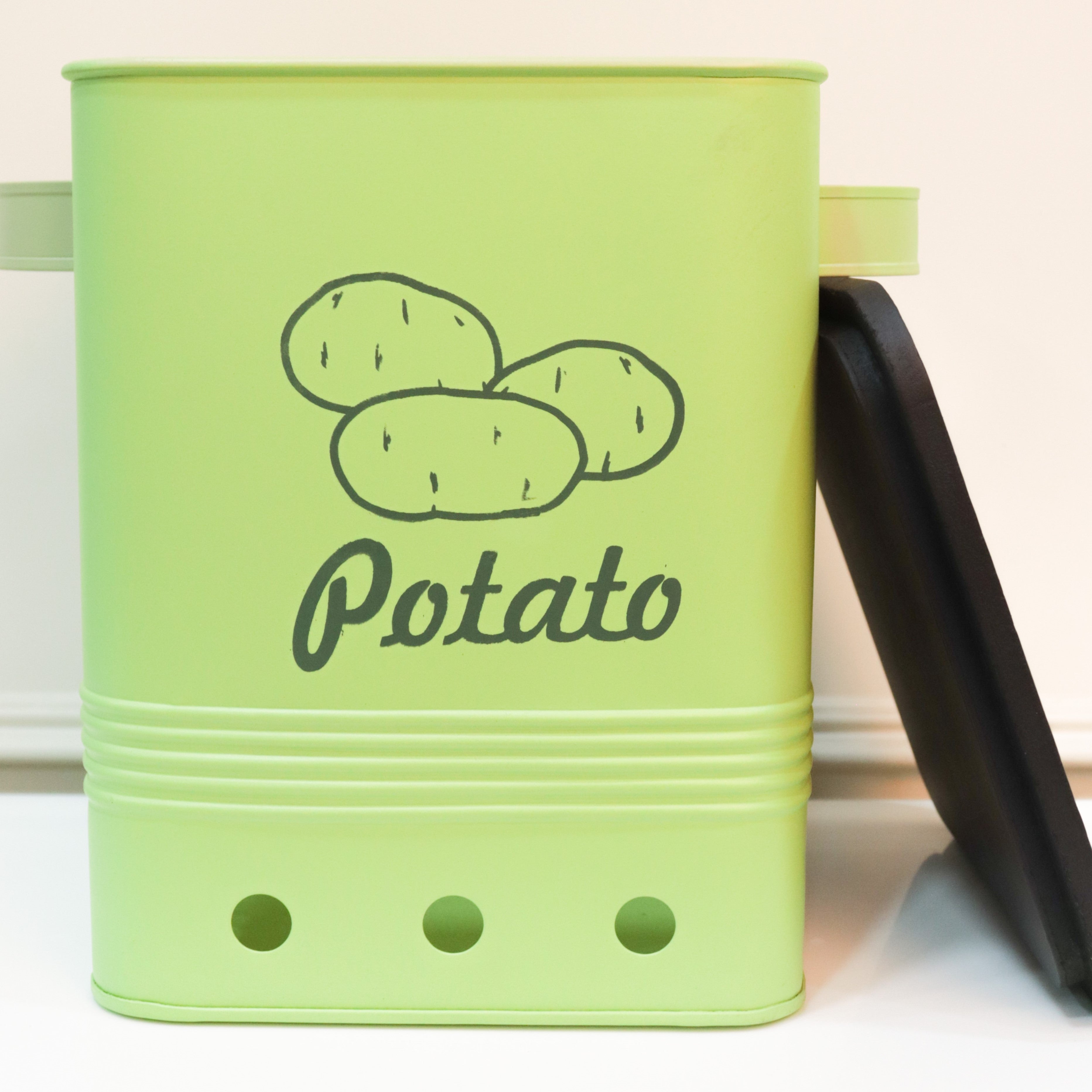 Square potato box with wooden Lid