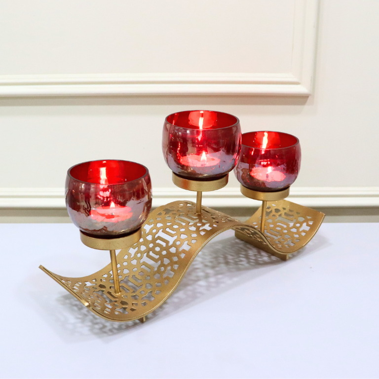Radient Wave Red Candle Holder