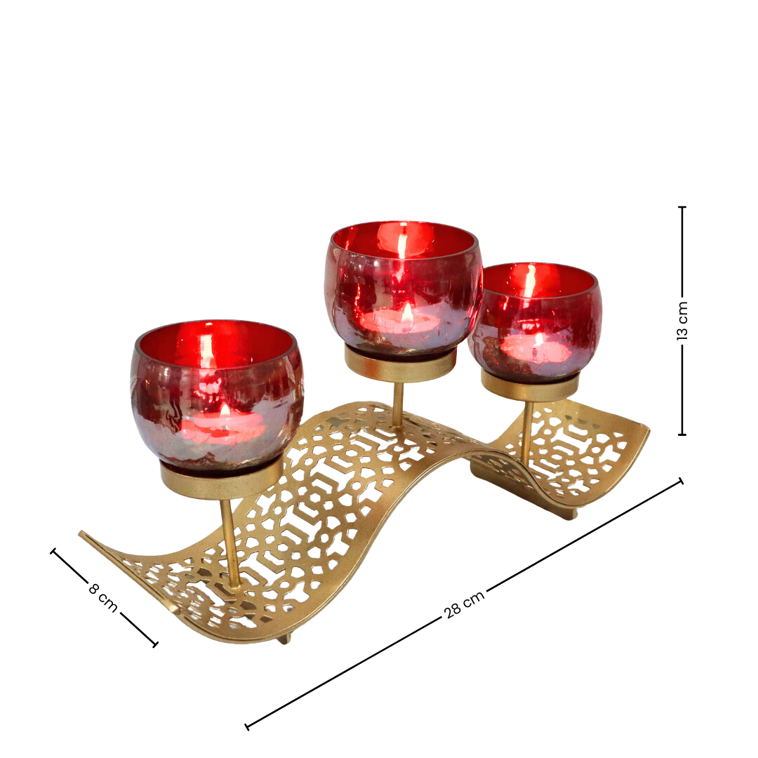 Radient Wave Red Candle Holder