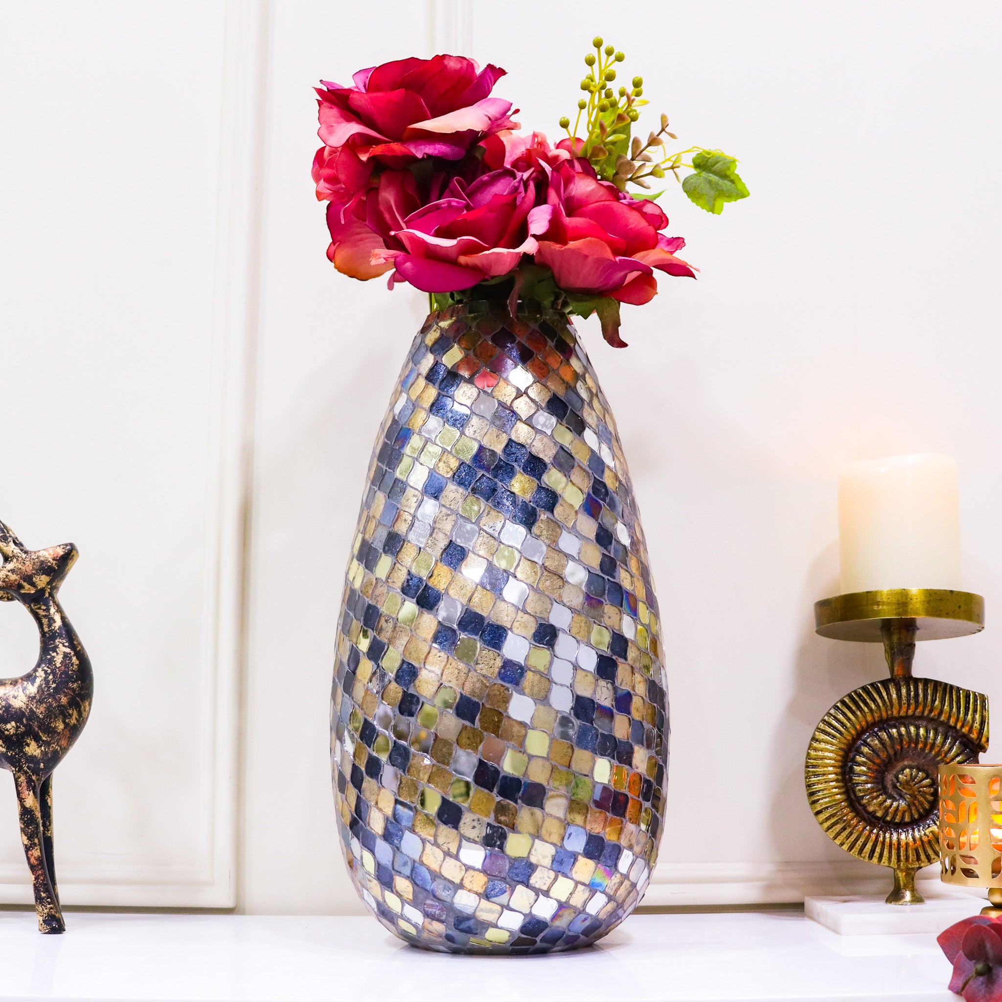 Multicolored Glass Mosaic Vase - Curiocart