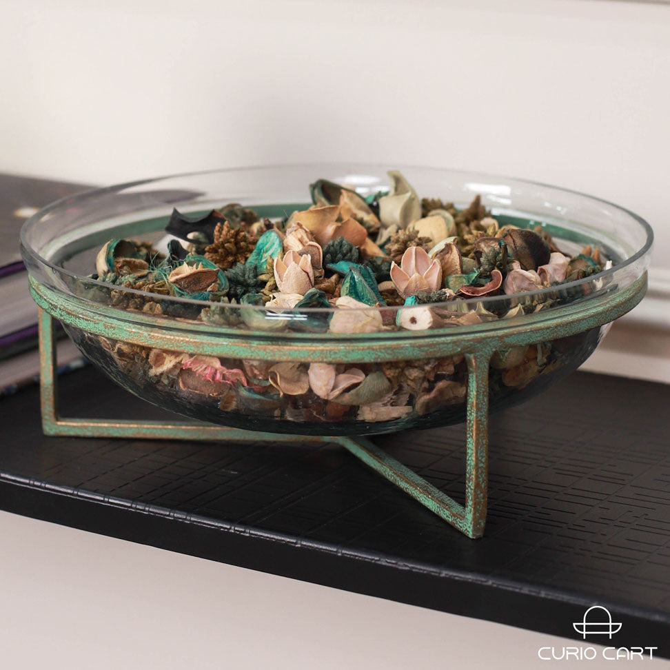 Glass Decorative Bowl with Stand