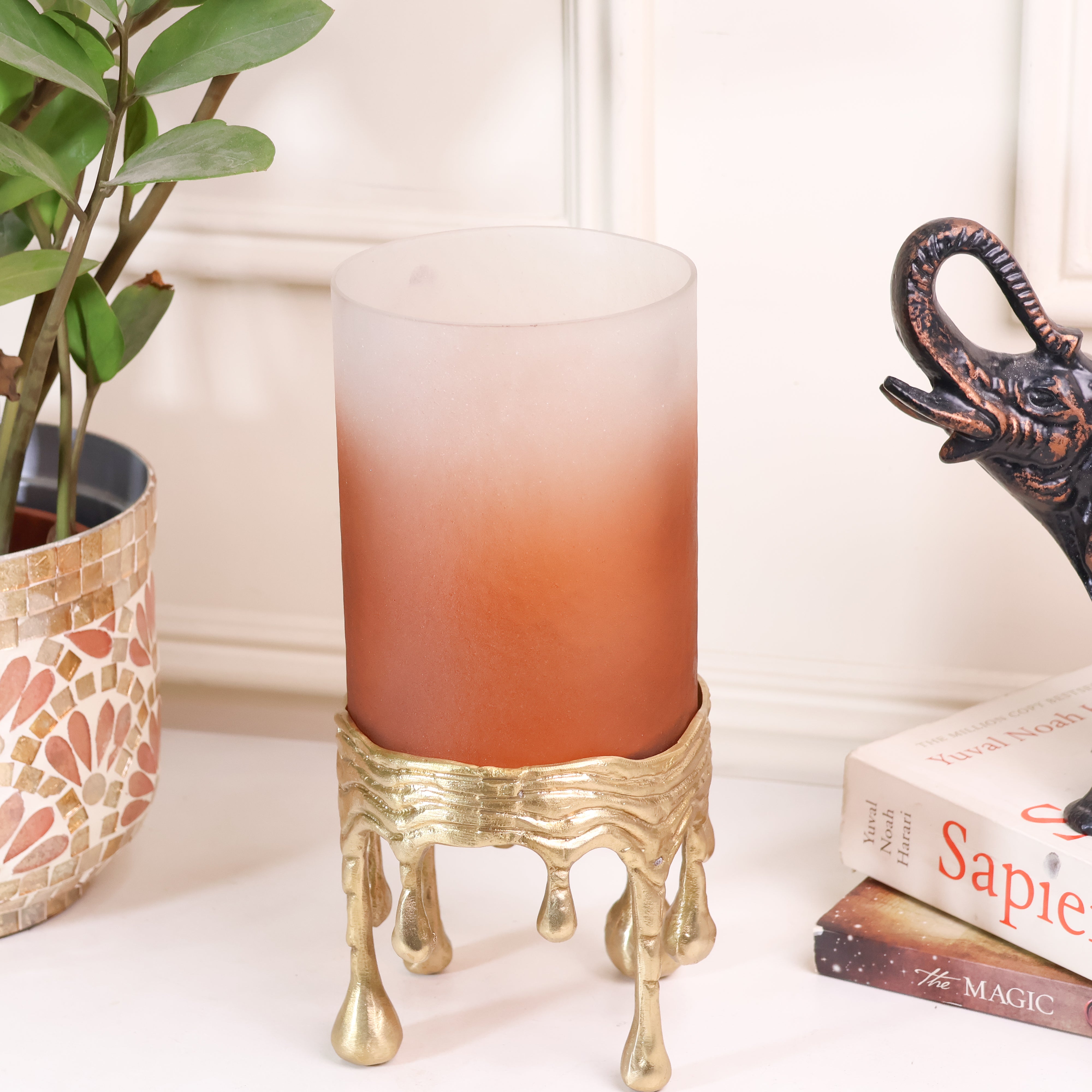 Radiant Ember Lamp Holder - BRASS & GLASS