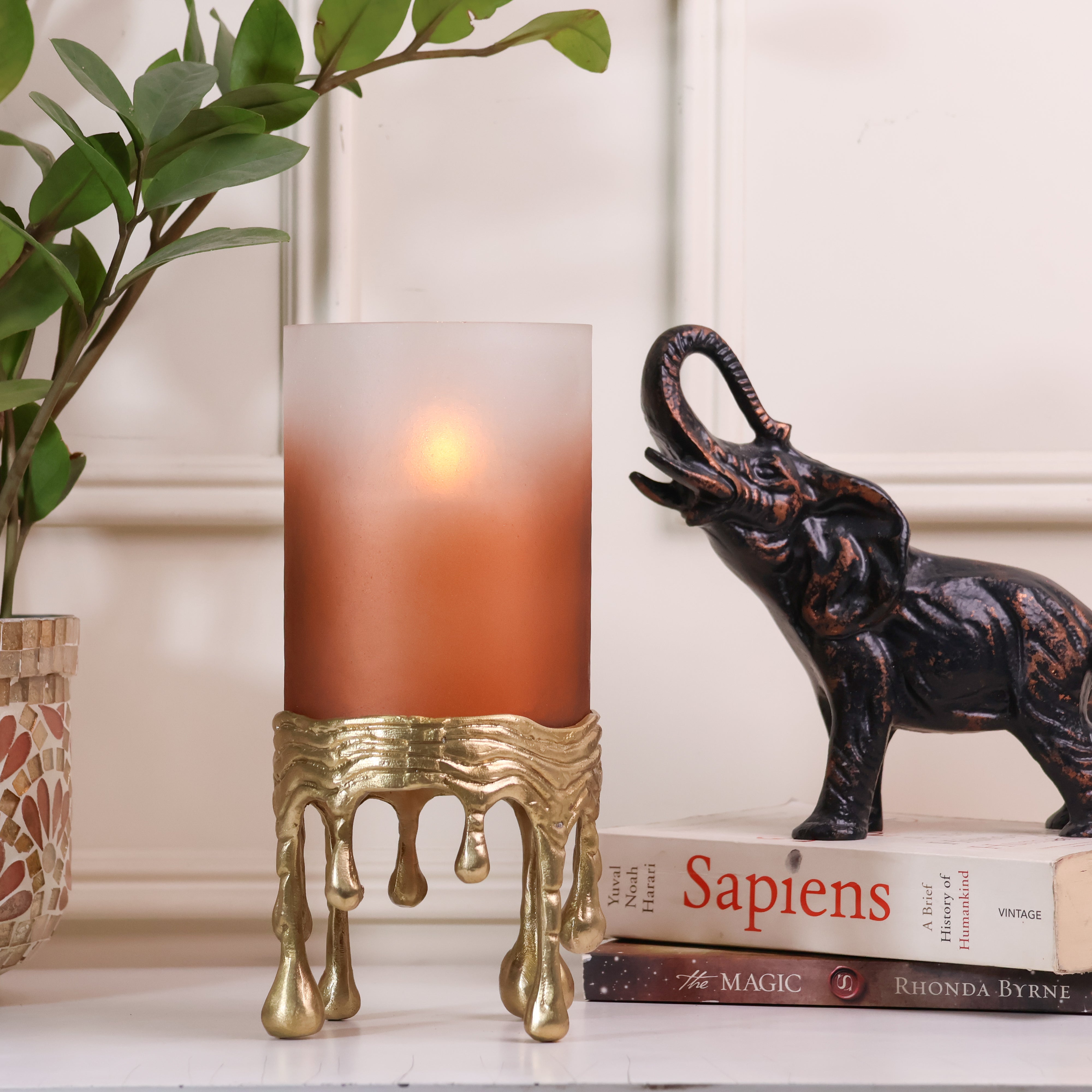 Radiant Ember Lamp Holder - BRASS & GLASS