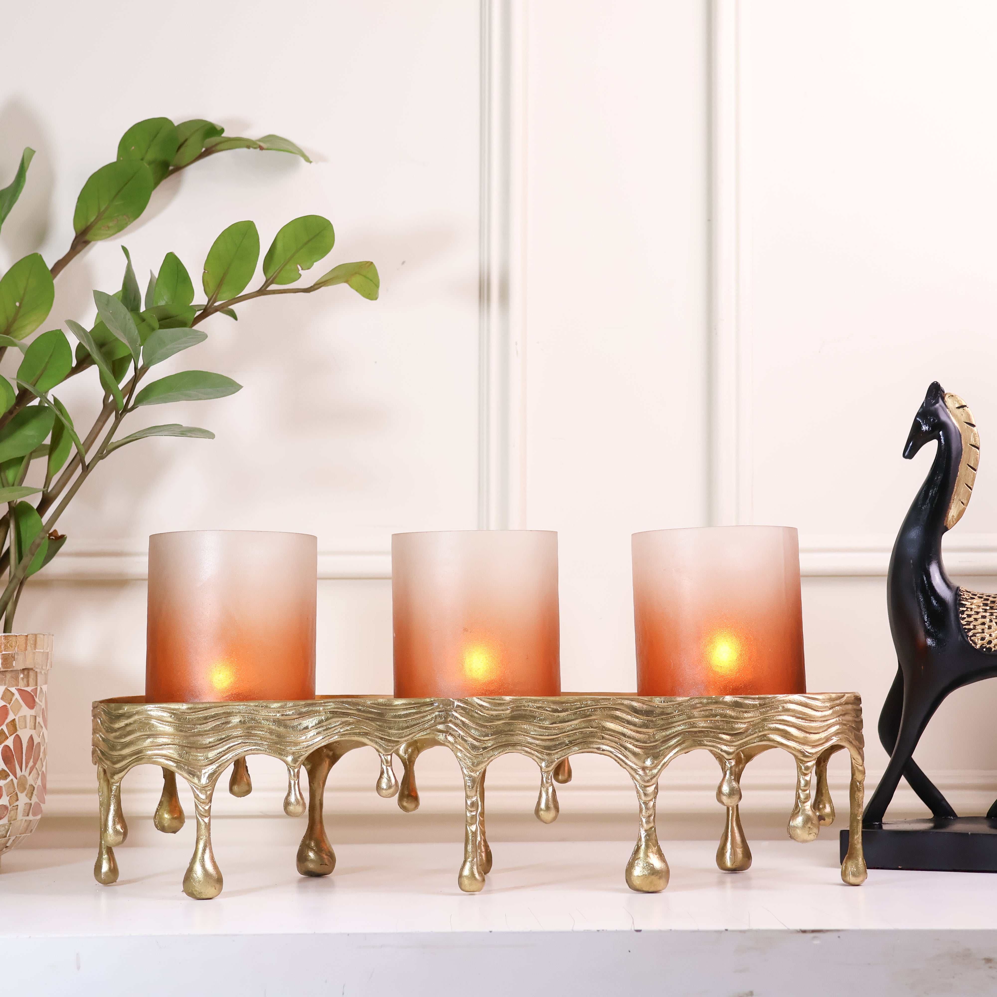 Radiant Ember Lamp Holder - TRIO(BRASS&GLASS)