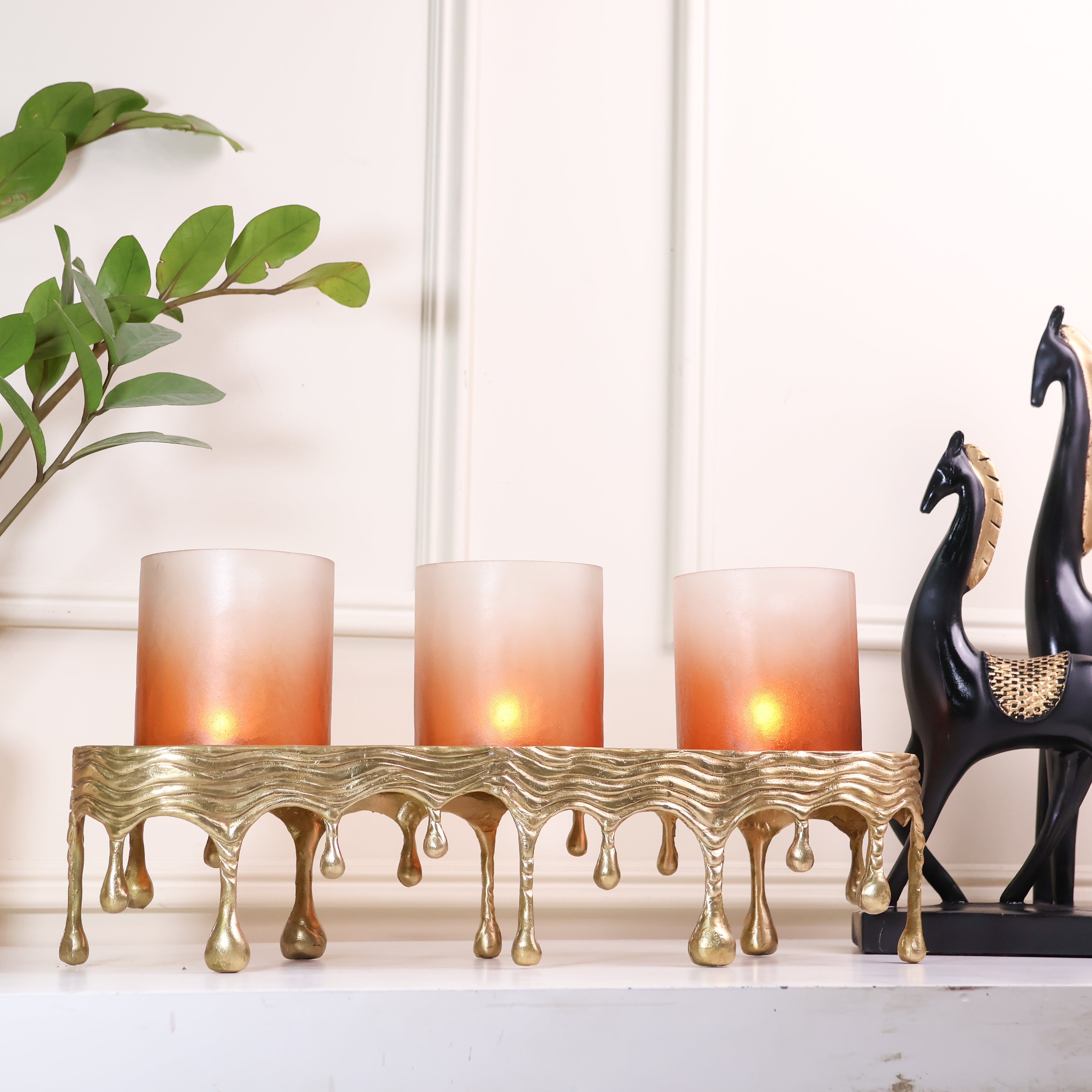 Radiant Ember Lamp Holder - TRIO(BRASS&GLASS)