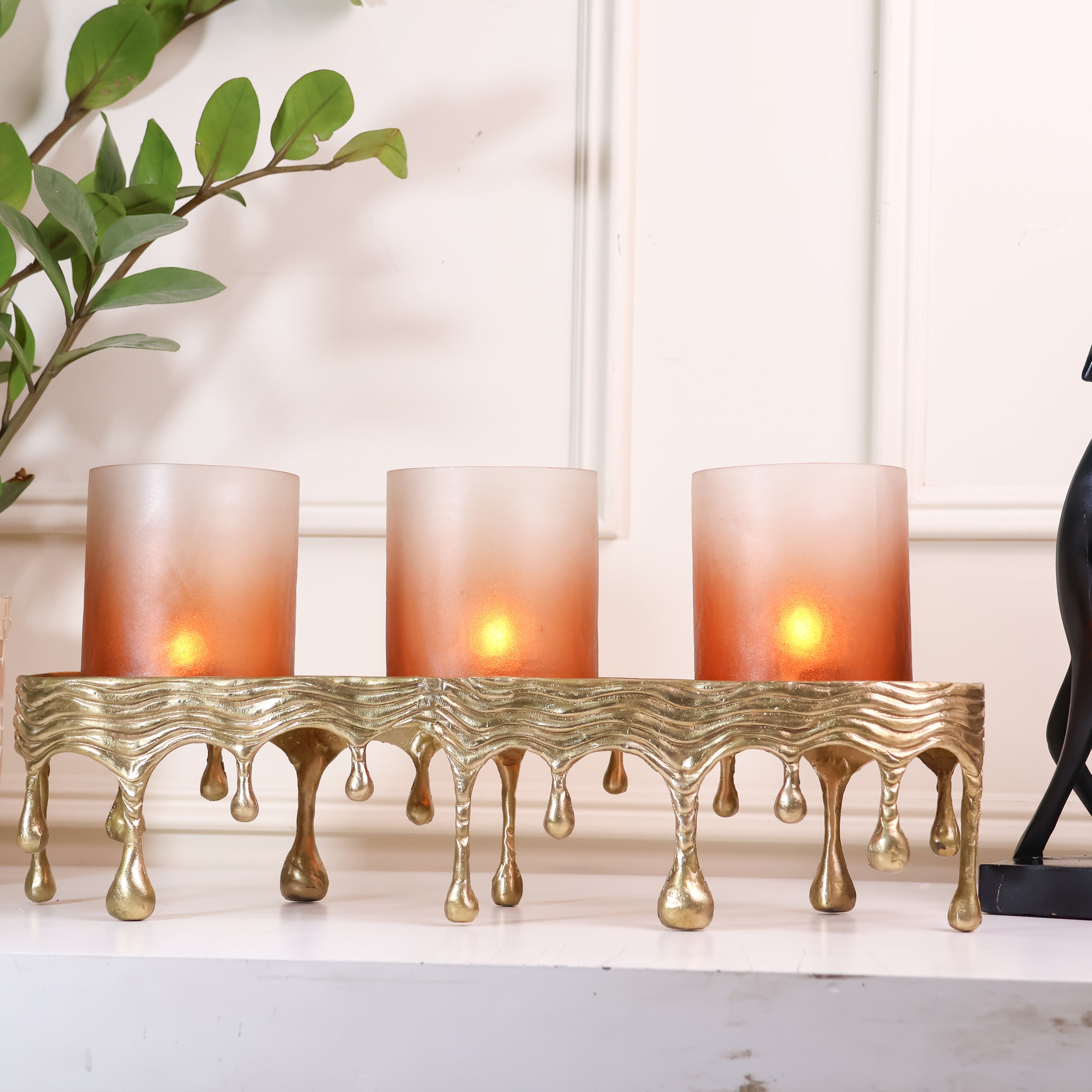 Radiant Ember Lamp Holder - TRIO(BRASS&GLASS)