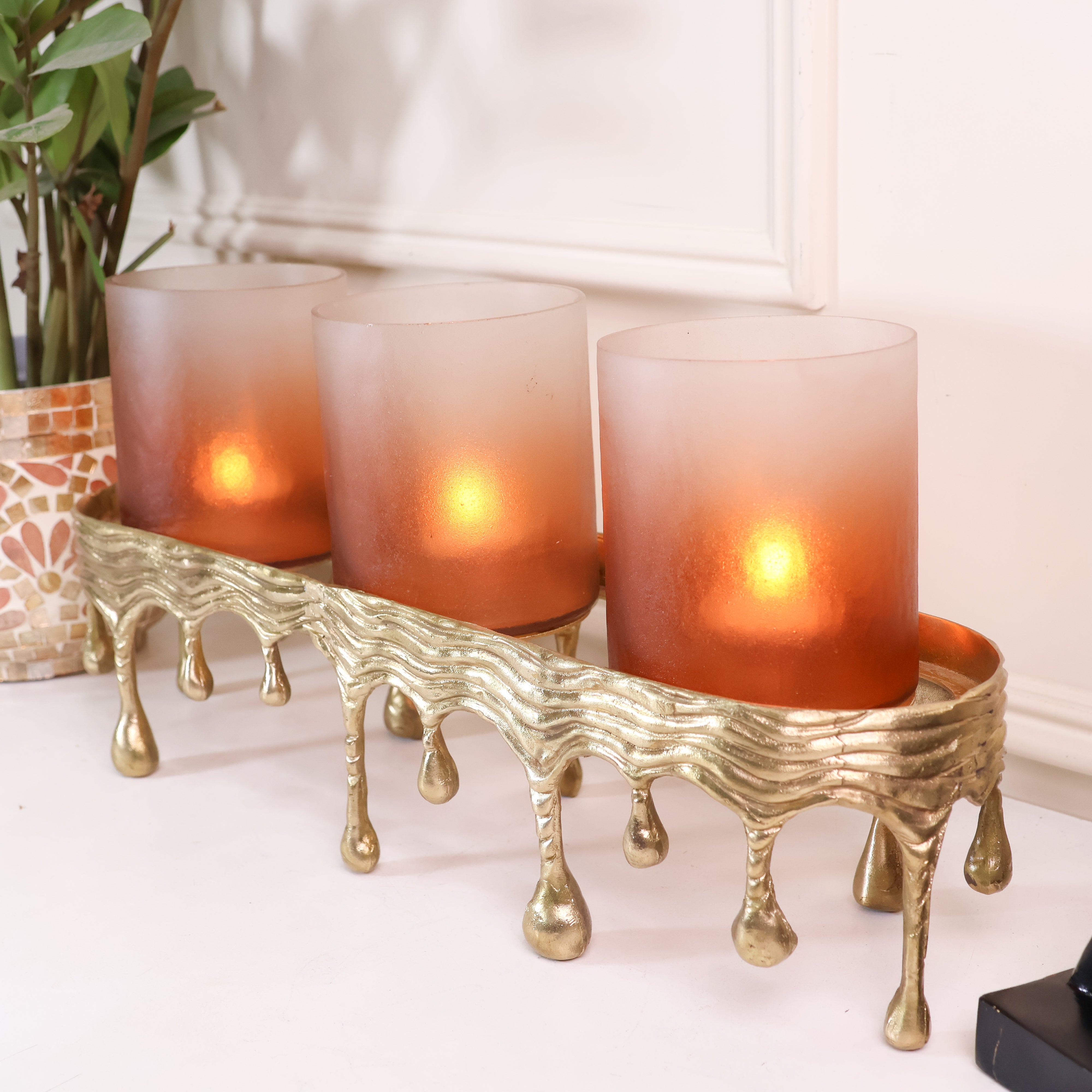 Radiant Ember Lamp Holder - TRIO(BRASS&GLASS)