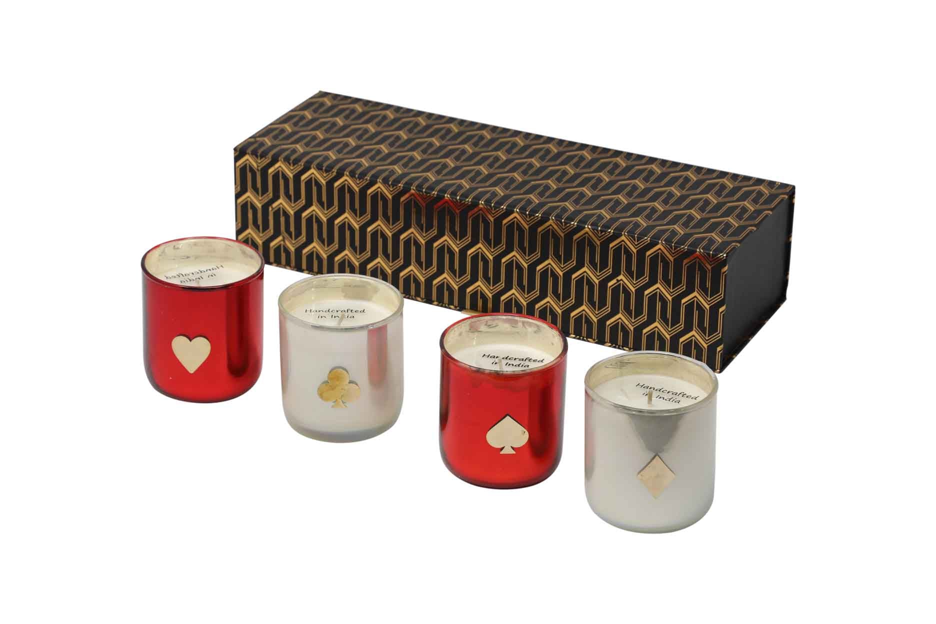 Poker Votives in Multi Colour With Scented Was (Pack Of 4)